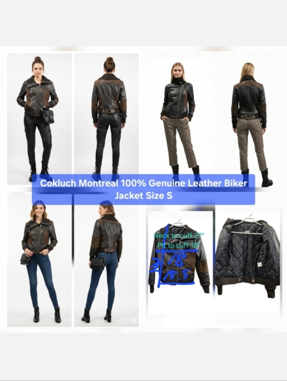 Cokluch Montreal 100% Genuine Leather Biker Jacket Size S